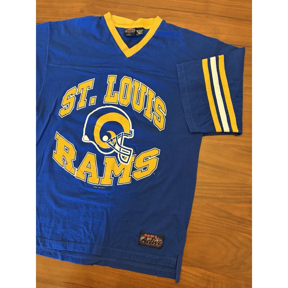 Vintage 90's LA Rams STL Ringer Shirt Mens XL NFL Active Football 1997 St Louis